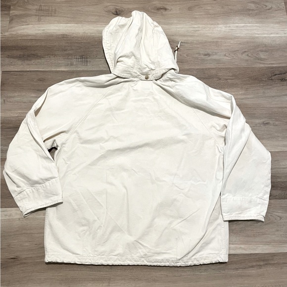Vintage 80s GAP Smock Jacket Mens Large Ivory White Full zip Fisherman Sailor - Picture 2 of 12